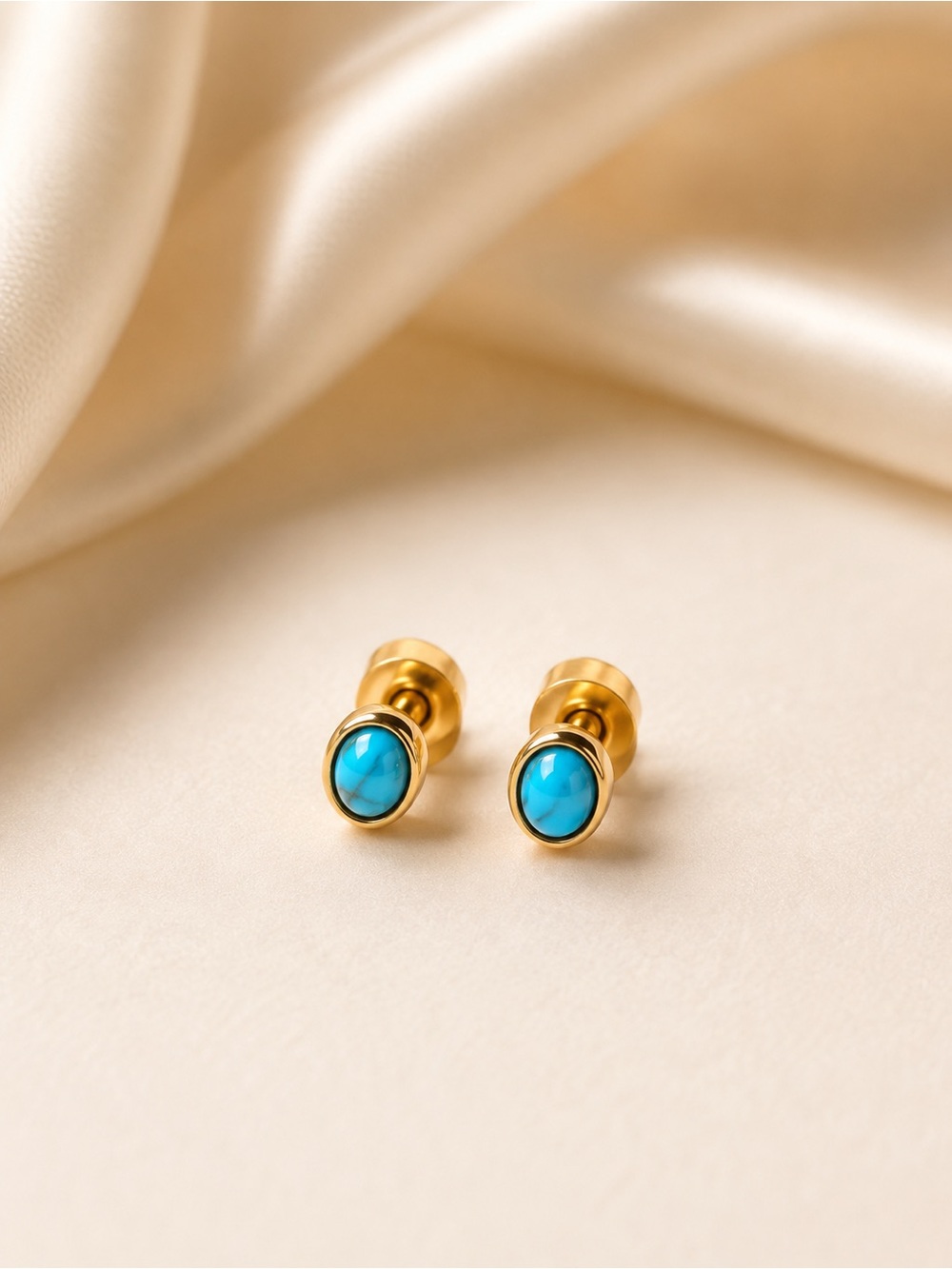 Gold-Plated Turquoise Stud Earrings for Women